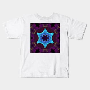 Psychedelic Mandala Flower Blue and Purple Kids T-Shirt